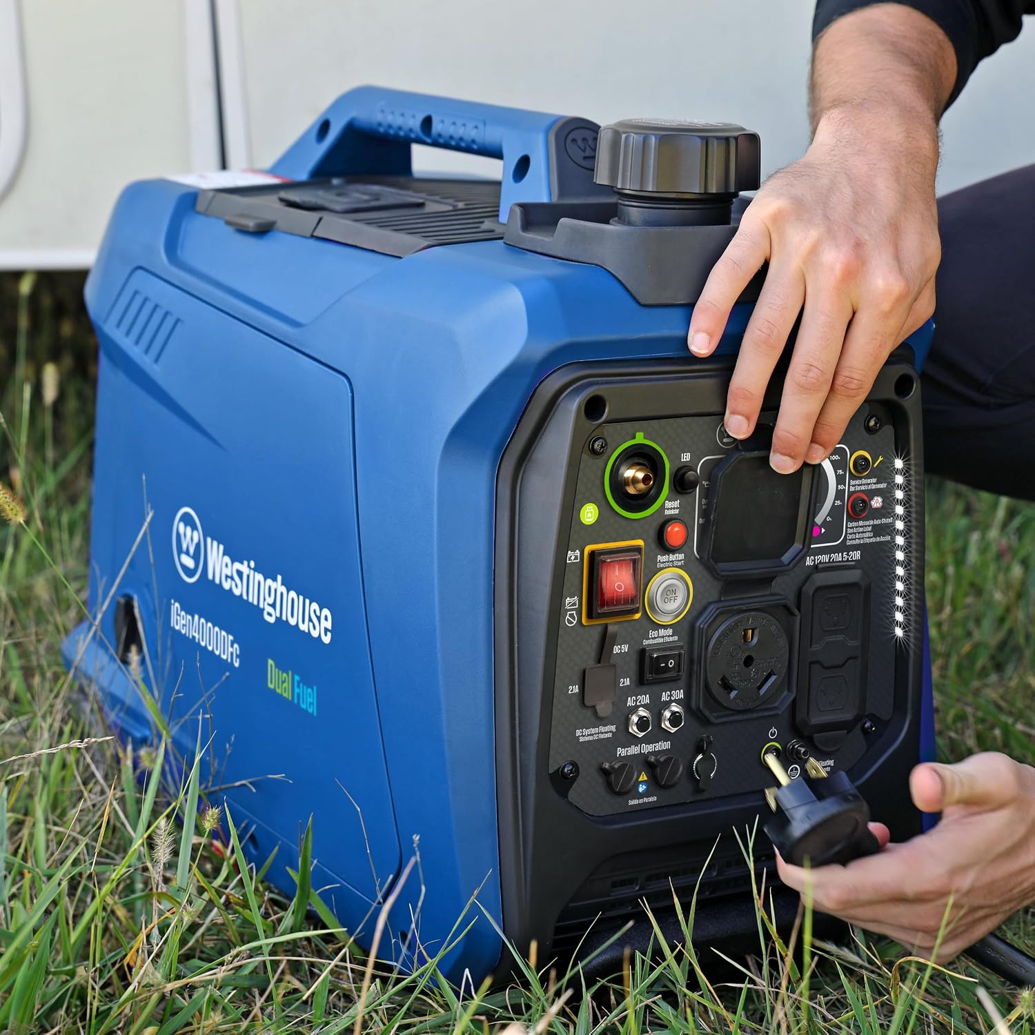 4000 Peak Watt Super Quiet Dual Fuel Portable Inverter Generator, Remote Electric Start, Gas & Propane Powered, RV