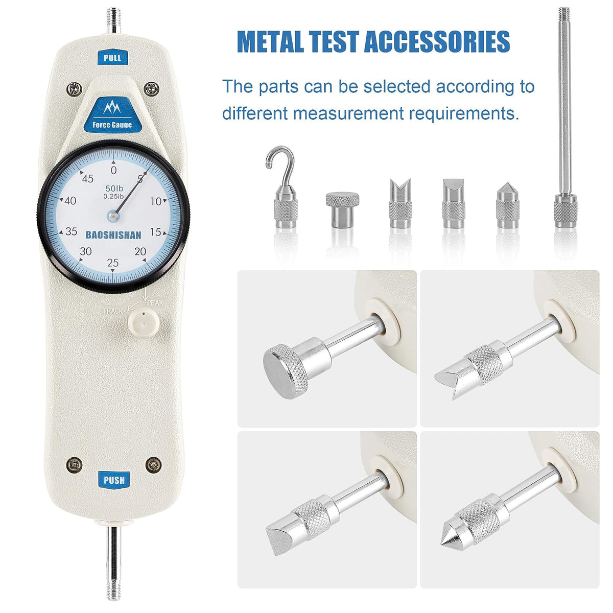BAOSHISHAN 50lb Push Pull Force Gauge with Calibration Certificate