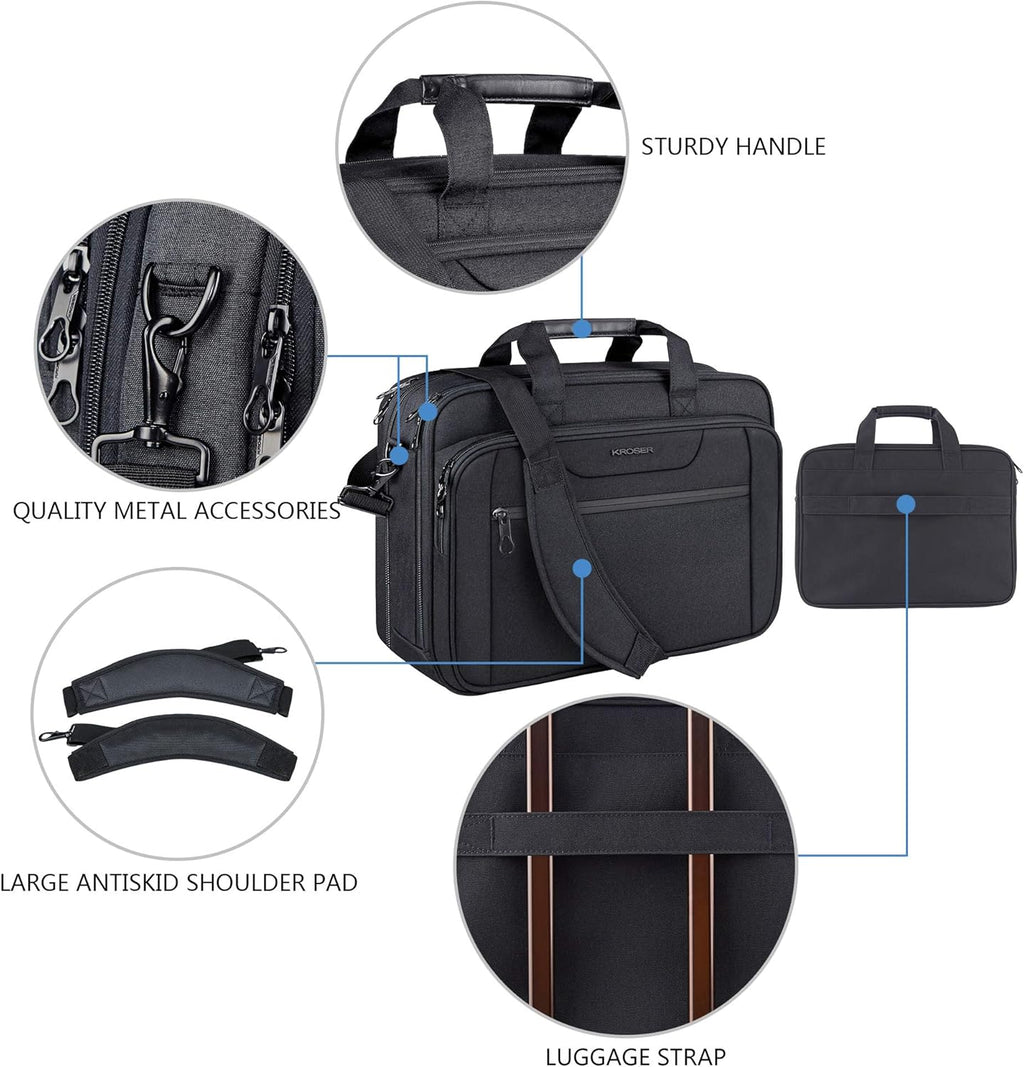 Laptop Bag Expandable Laptop Briefcase Fits Up to 17.3 Inch Laptop Water-Repellent Shoulder Messenger Bag Computer