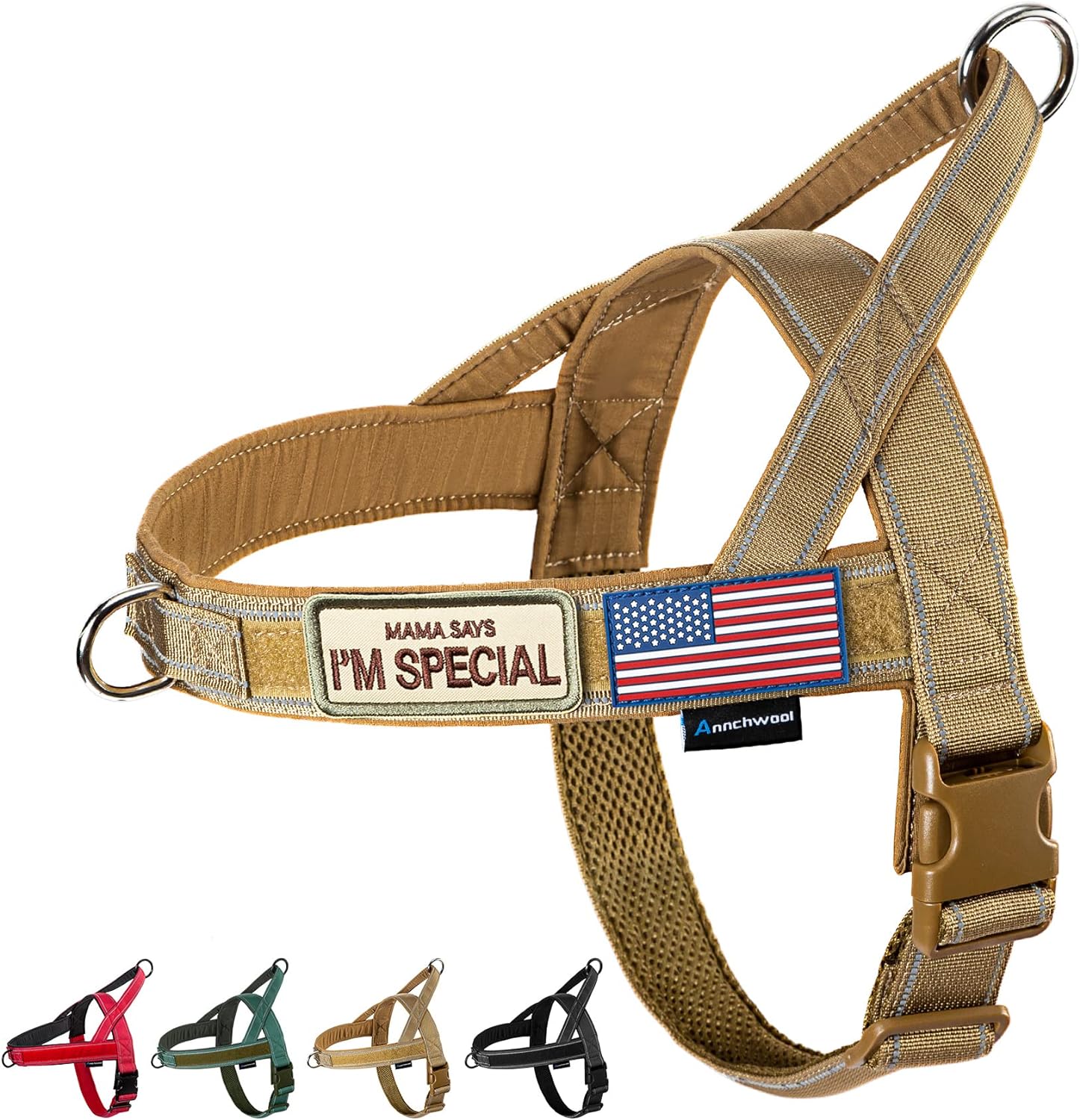 No Pull Dog Harness with Soft Padded Handle,Reflective Strip Escape Proof and Quick Fit to Adjust Dog Harness,Easy