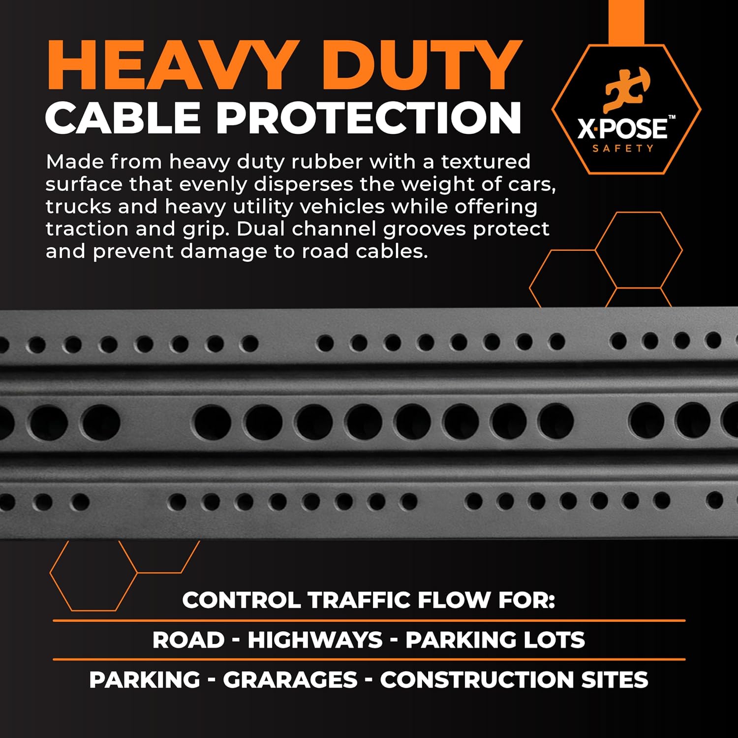 6 Ft Rubber Speed Bump, 1 Pack – Heavy Duty Modular Interlocking Traffic Hump with Reflective Strips, 22,000 lb