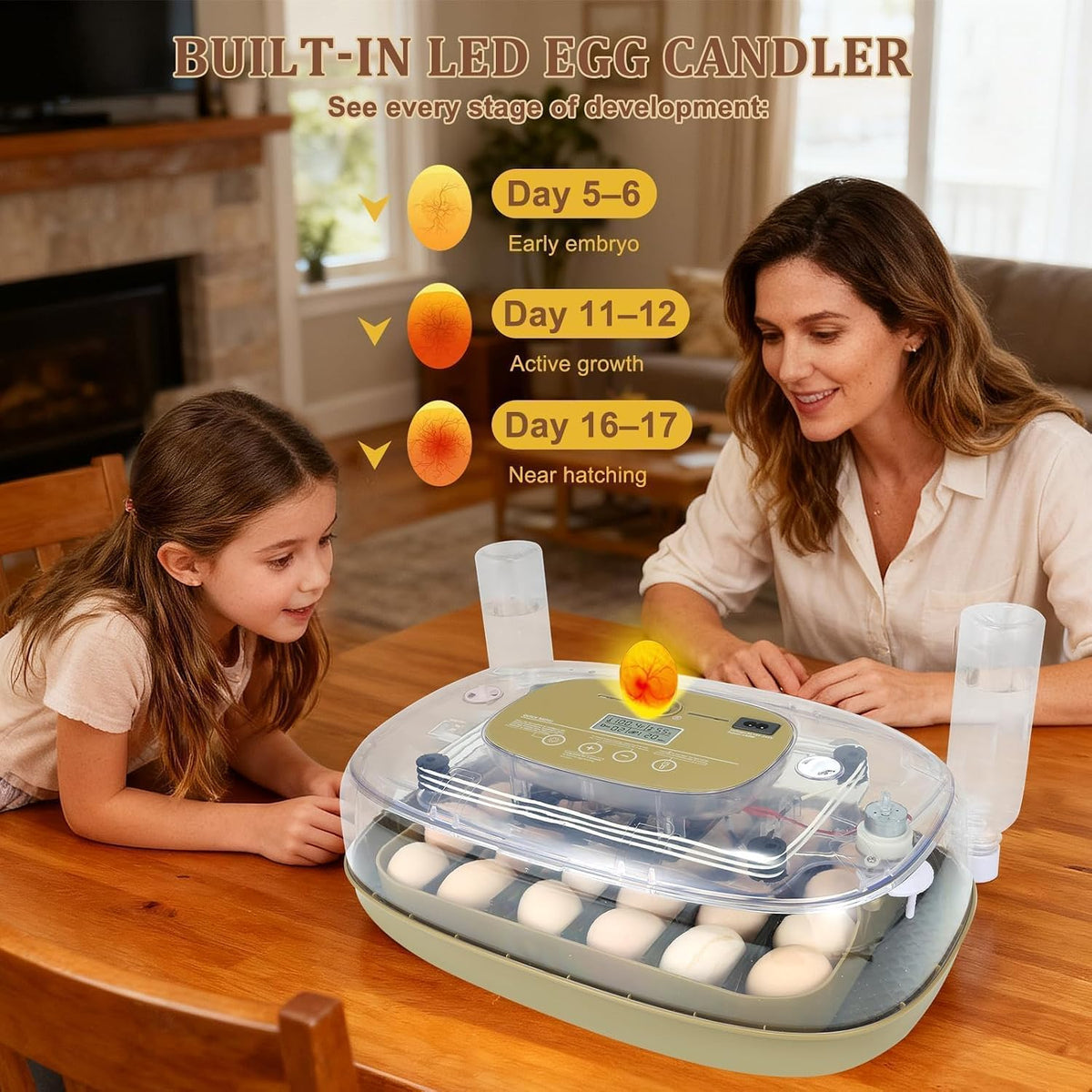 Series III - 24 Egg Automatic Incubator, Full-Stage Adaptive Humidity (Dual-Bottle) & Auto Temp Control