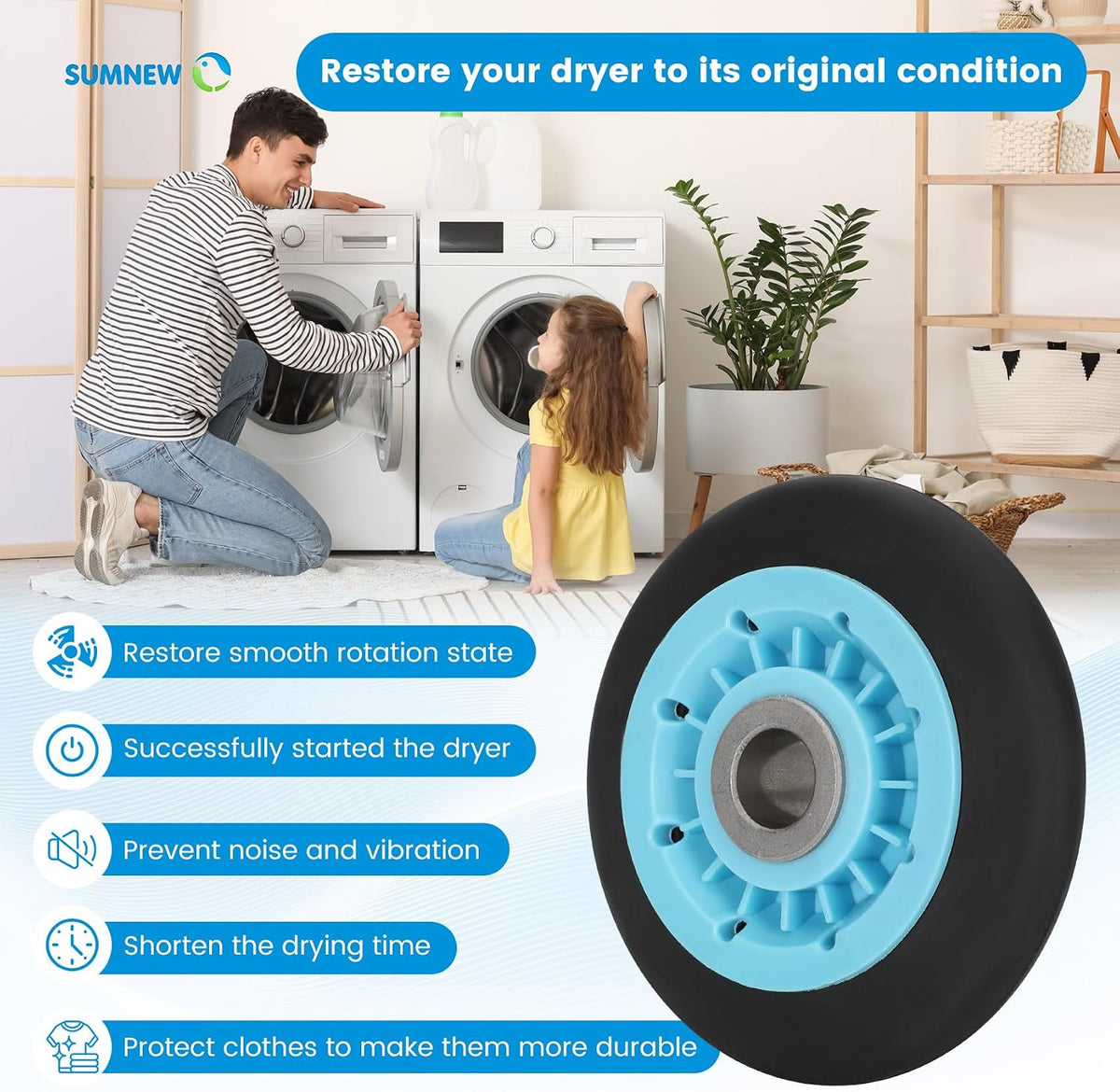 DC97-16782A Dryer Drum Roller Replacement Kit Compatible with Samsung Dryer