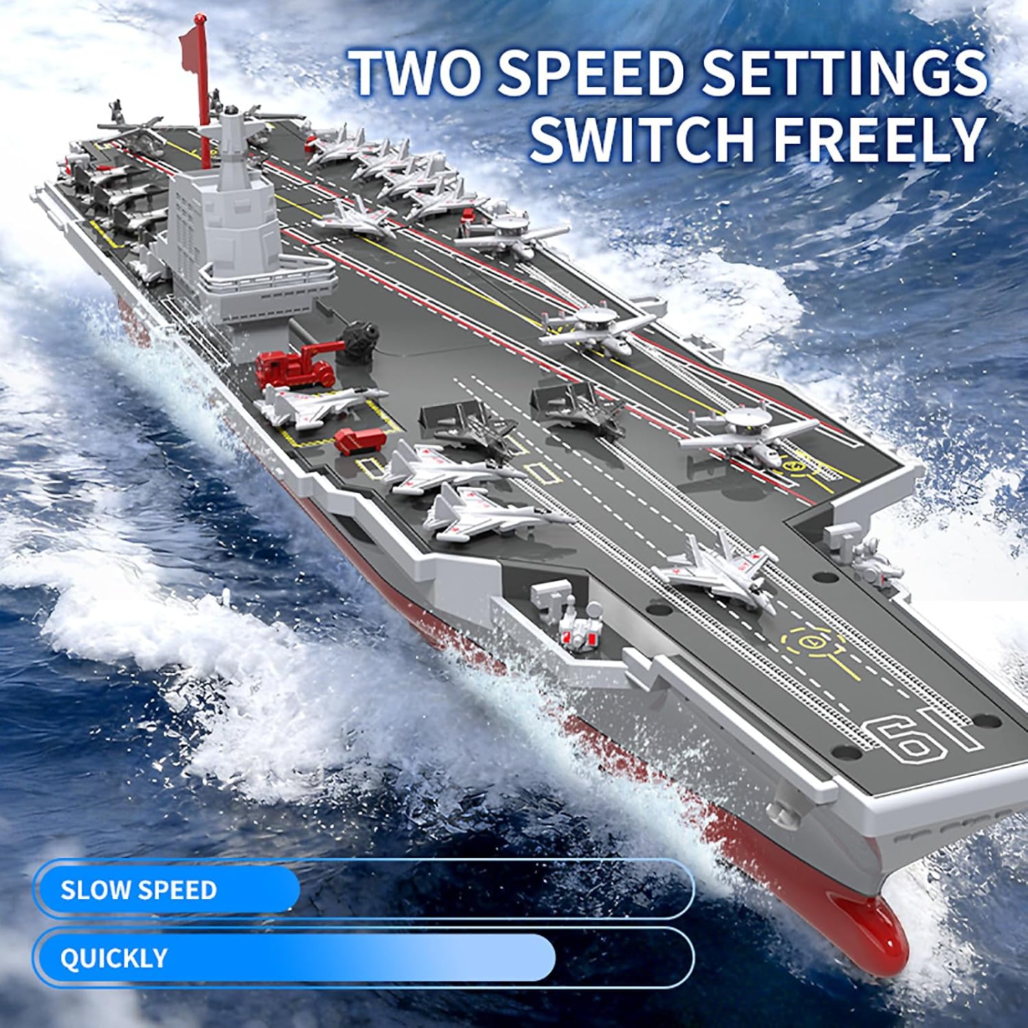 RC Battleship with Water Cannon for Kids, Remote Control Boat for Pool | RC Boat 16 inches, 2.4GHz Dual Motor