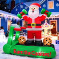 7FT Christmas Inflatable Santa Decorations, Santa on Treadmill with Dumbbells, Funny Fitness Santa Outdoor Blow Up