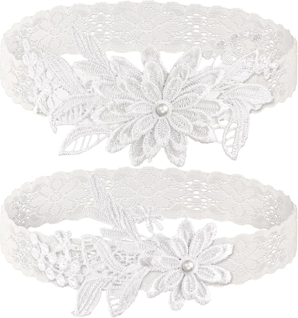 Wedding Garters for Bride Lace Garter Set with Faux Pearl