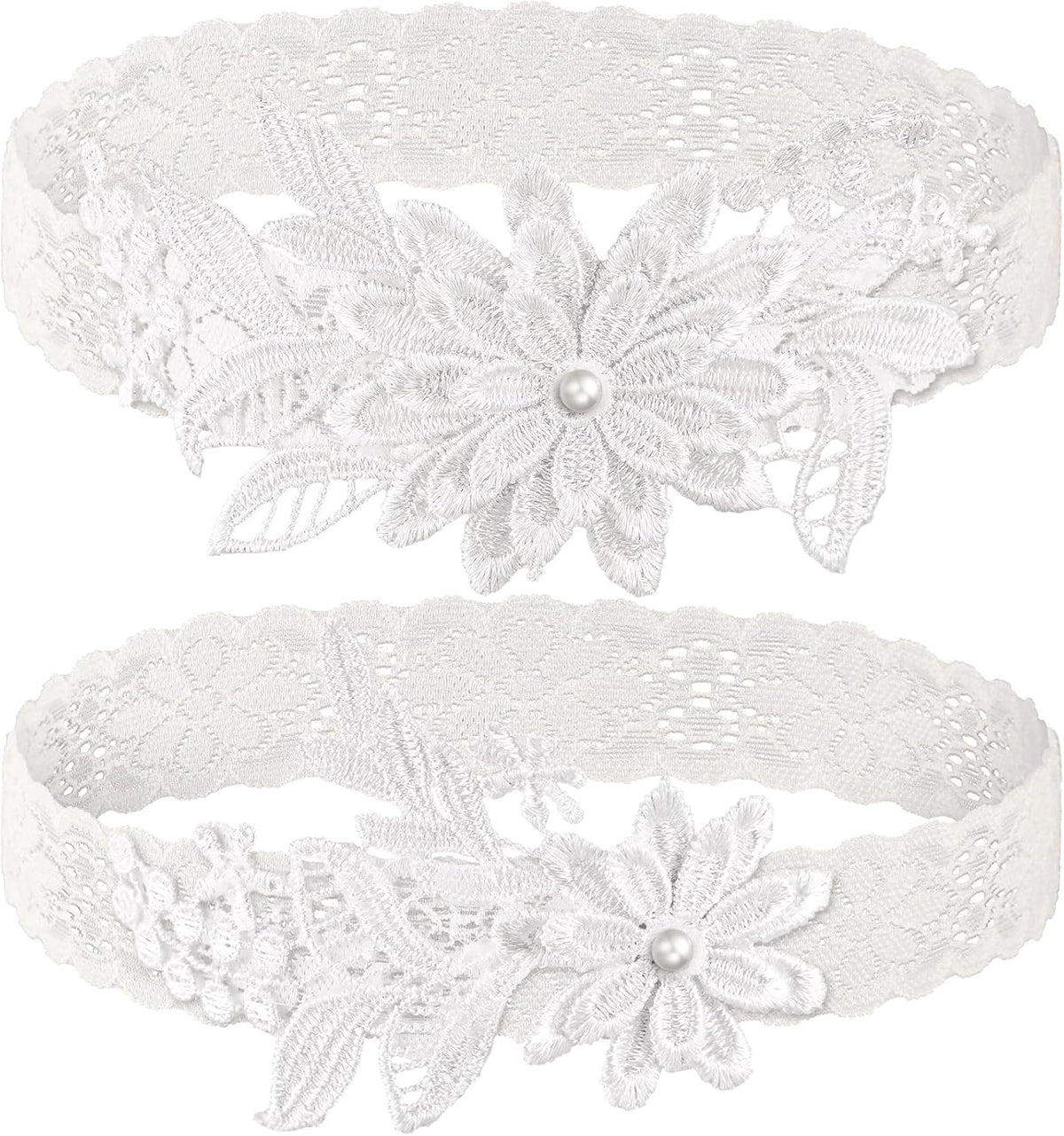 Wedding Garters for Bride Lace Garter Set with Faux Pearl