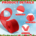 6 Rolls 33 Yards Christmas Burlap Ribbon, 1.5''