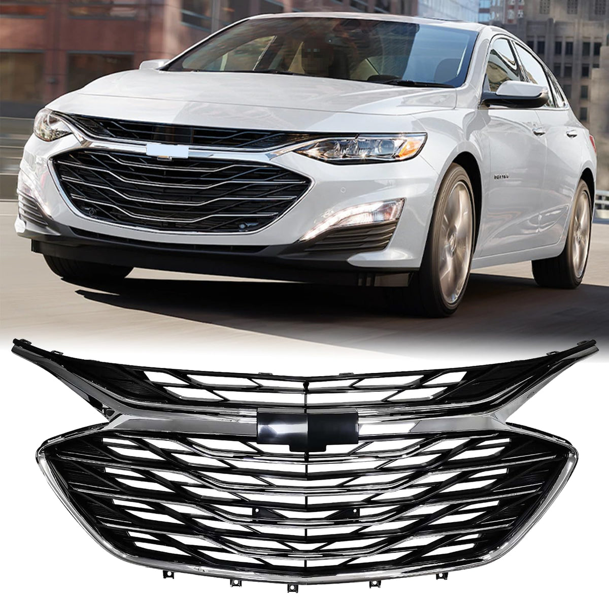 Kspeed 3PCS Front Bumper Grill Grille fit for 2019-2023 Chevrolet Malibu