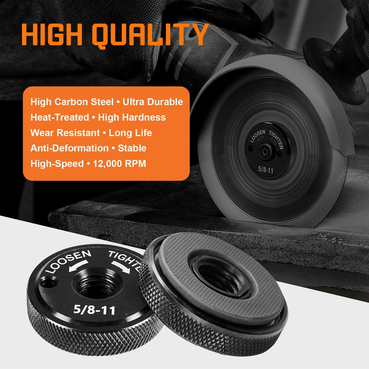 2 Pcs Quick Release Angle Grinder Nut, 5/8"-11 & M14