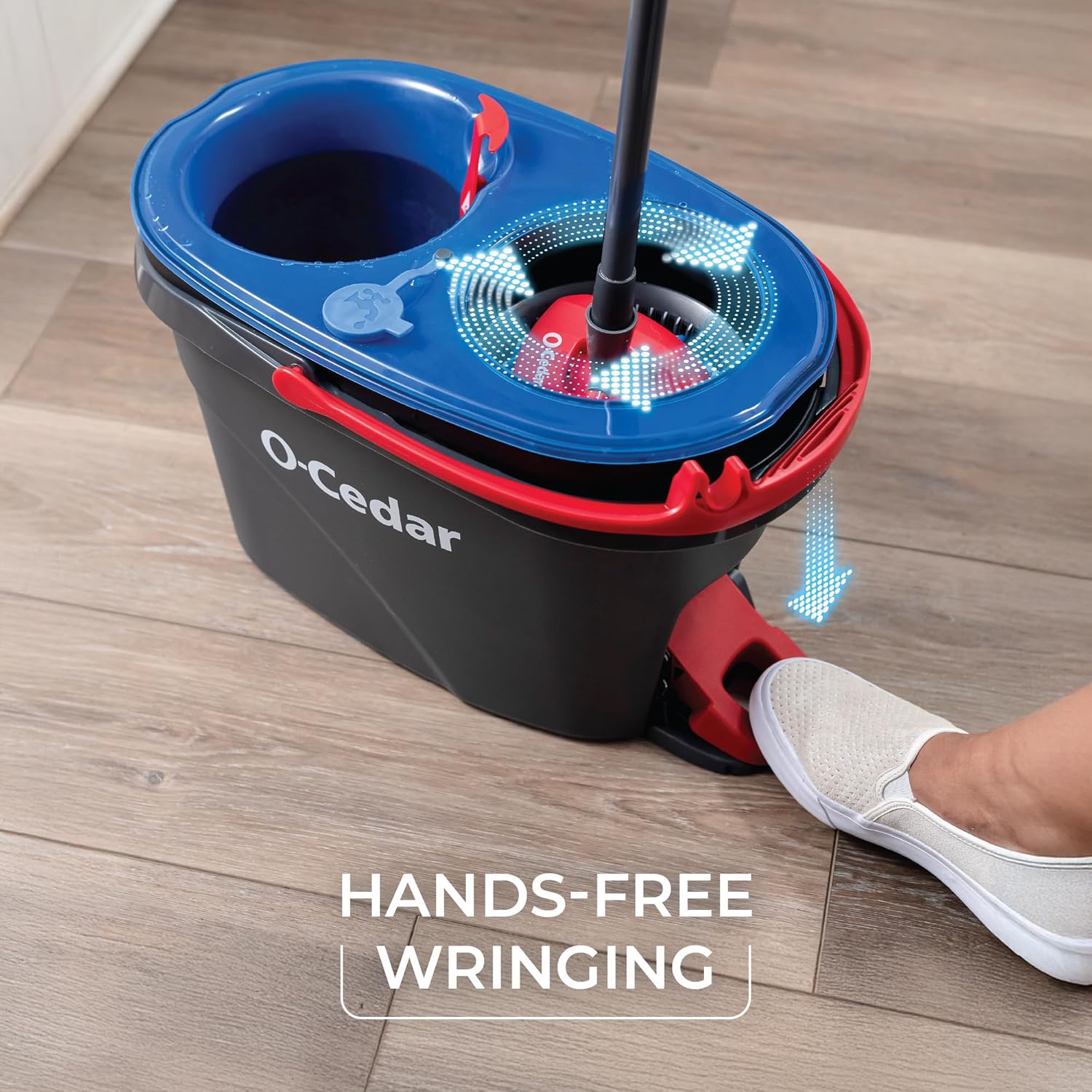 O-Cedar RinseClean Spin Mop & Bucket System + 2 Extra Mop Heads | Clean with Water | Removes 99% of Bacteria