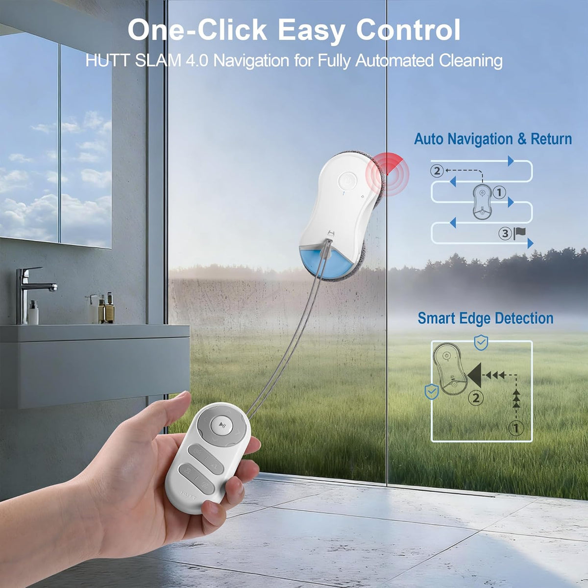 S55 Pro Window Cleaning Robot, 3D Floating Pads, Up to 6500Pa Suction, HydroJet Pump Spray, SLAM 4.0 Navigation, 80ml