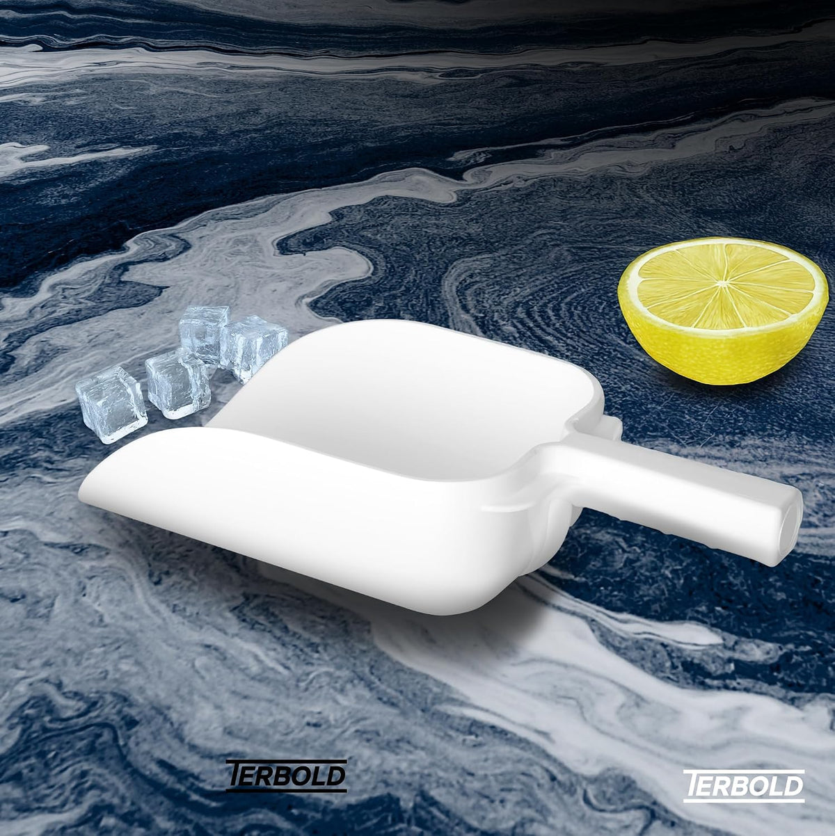 2pk Terbold Plastic Ice Scoop 64oz | Large Utility Plastic Hand Scooper