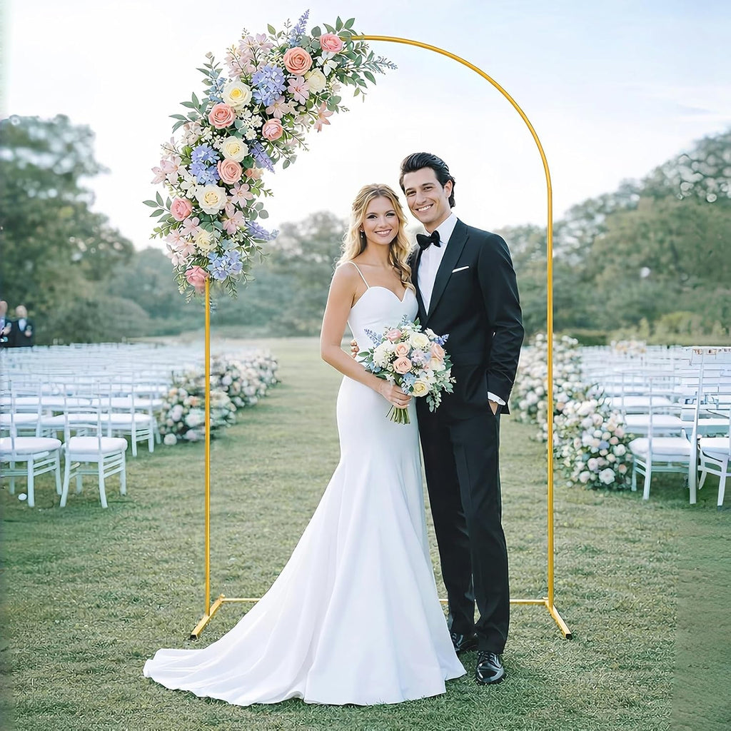 7.2FT Gold Arch Backdrop Stand, Metal Wedding Arch Frame for Ceremony, Balloon Arch Stand for Party, Birthday, Bridal