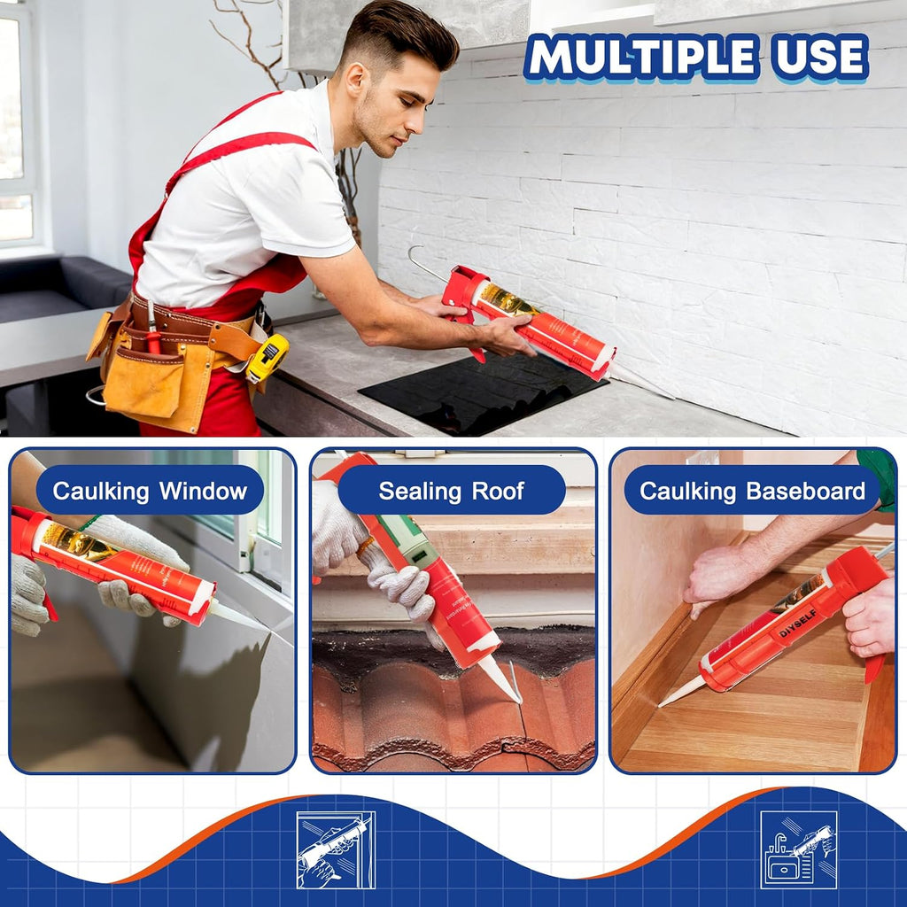 Caulk Gun, Heavy Duty Caulking Tool, 10:1 Thrust for 10 oz Tubes
