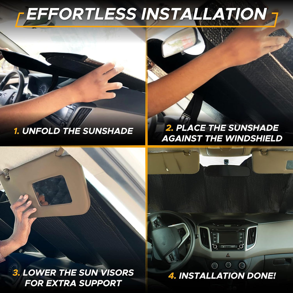 Accordion Car Windshield Sun Shade | Car Sun Visor to Protect Harmful UV Rays | Foldable Automotive Windshield
