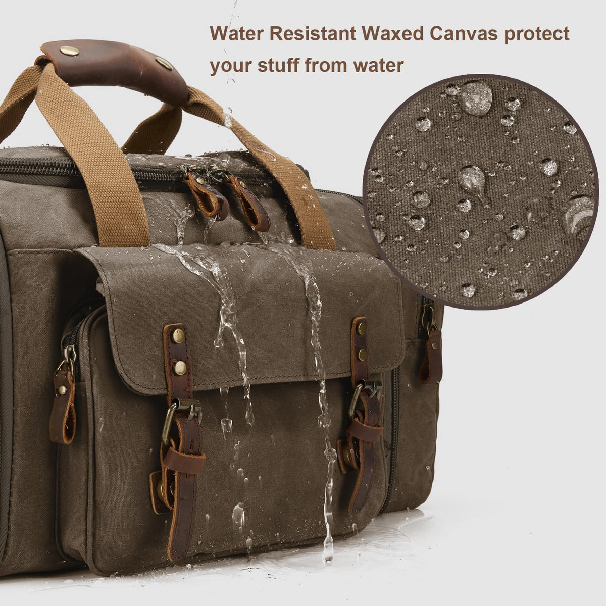Waxed Canvas Duffel Bag 50L, Army Green