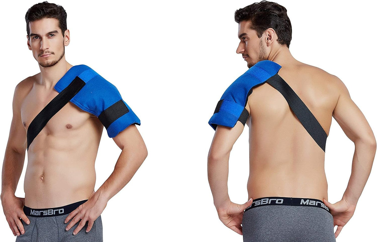 Large Flexible Gel Ice Pack & Wrap with Straps for Hot Cold Therapy - Pain Relief for Shoulder Rotator Cuff, Back