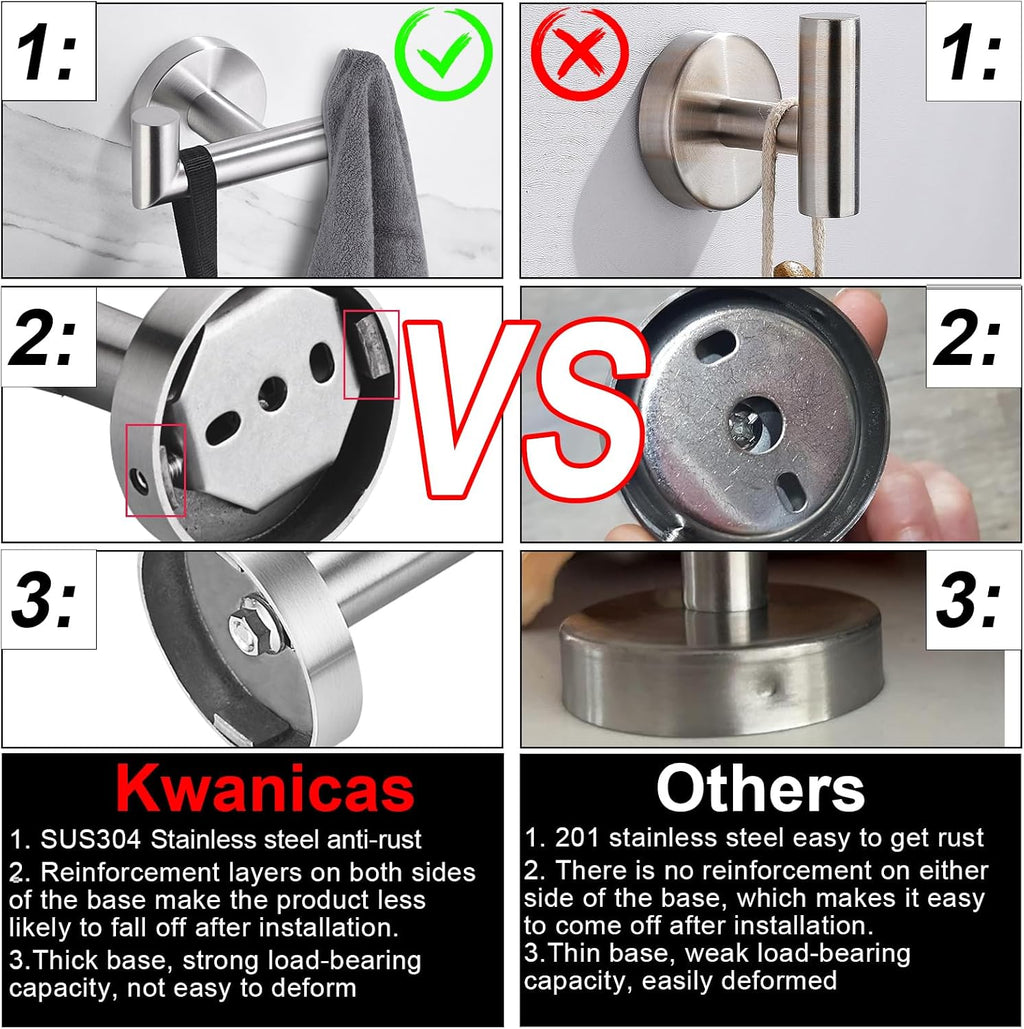 Towel Hooks for Bathrooms,Brushed Nickel Towel Hook for Kitchen Bathroom,SUS304 Stainless Steel Coat Hook,Heavy Duty