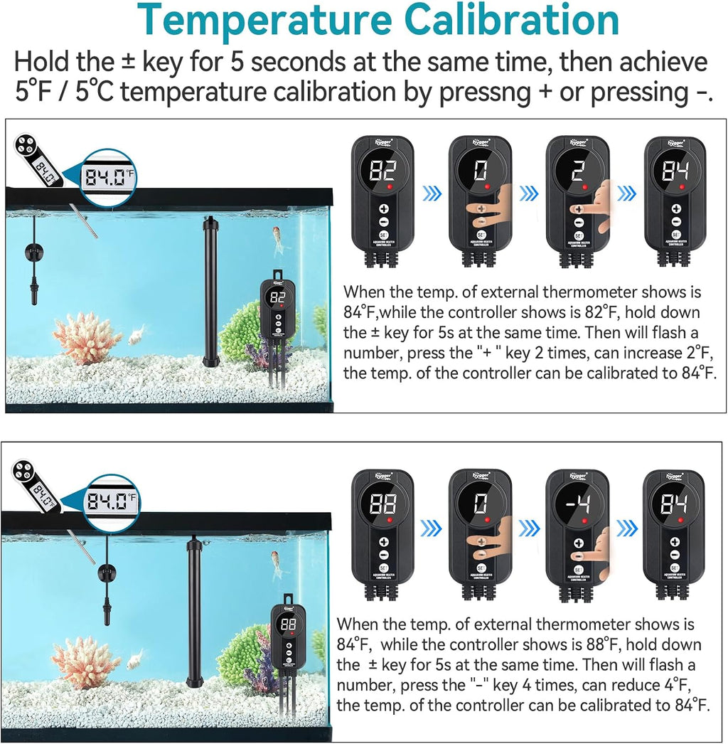 Aquarium Heater 300W,Titanium Heater with Digital LED Controller and Temperature Probe,Submersible Fish Tank Heater