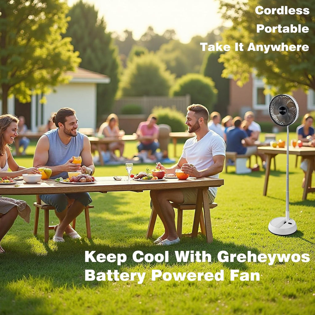 Portable Oscillating Pedestal Fan, 8 inch Foldable Standing Fan,7200mAh Rechargeable Battery USB Table Fan, Height