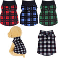 4 Pieces Buffalo Plaid Dog Sweaters with Leash Ring Soft Fleece Vest Dog Pullover Warm Jacket Pet Dog Clothes Winter