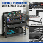 50" Heavy Duty Workbench with Pegboard & Drawer
