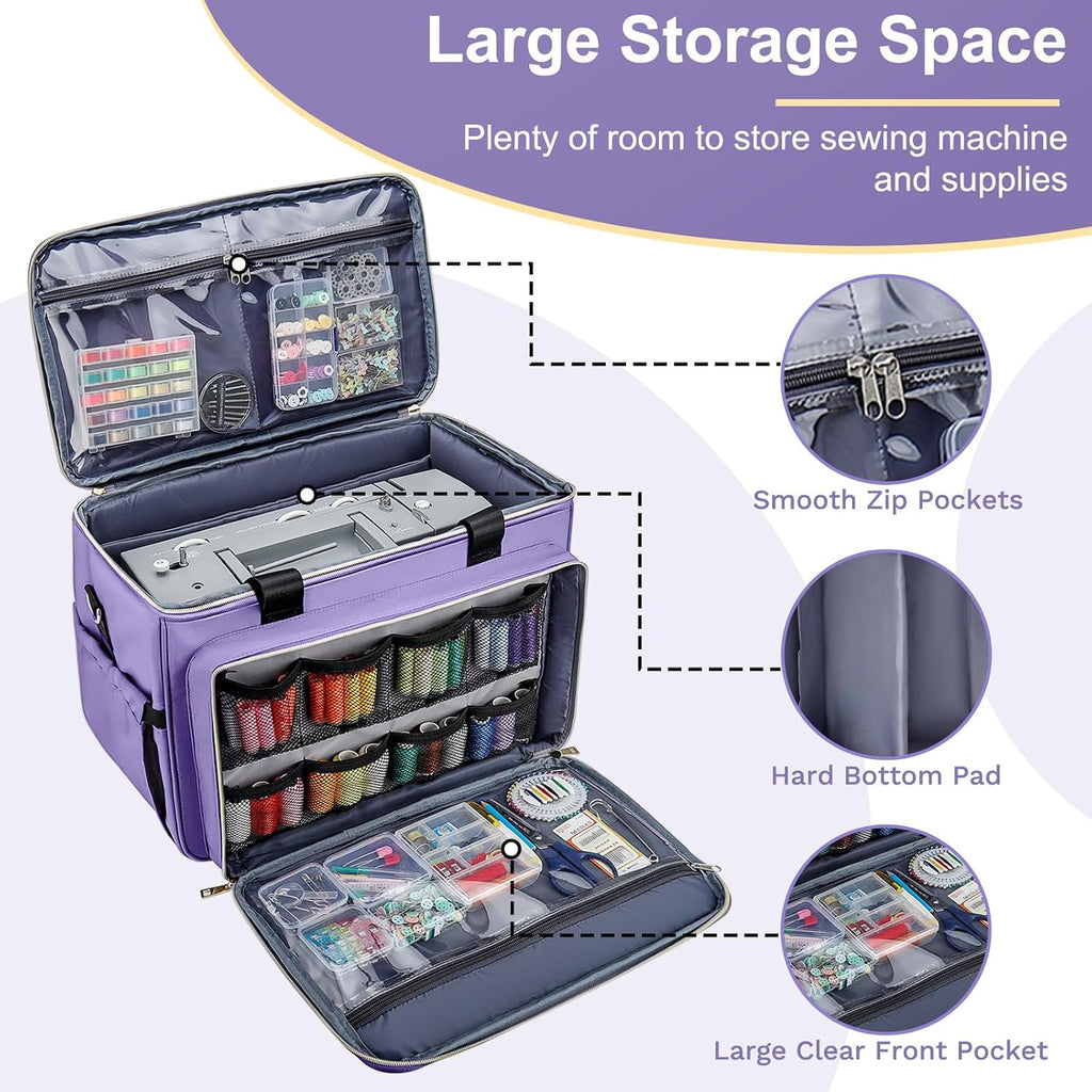 Sewing Machine Carrying Case with Removable Bottom Padding | Sewing Machine Bag Fits for Singer, Brother, Janome