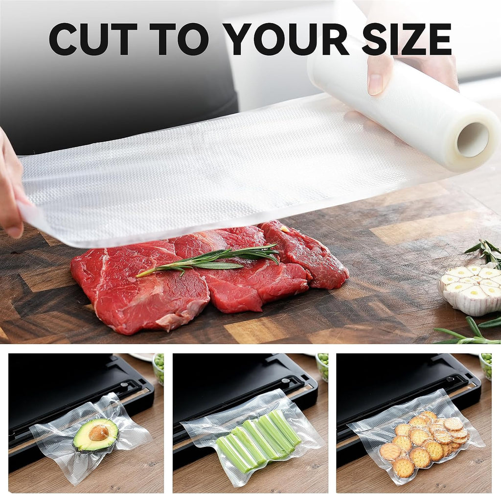 Vacuum Sealer Bags 11x16 2 rolls, for Food Saver, Suction Channel