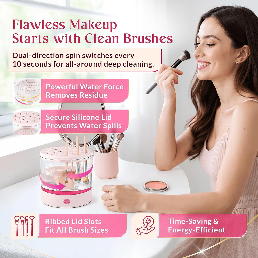 360° Makeup Brush Cleaner – Dual Spin Electric Makeup Brush Cleaning