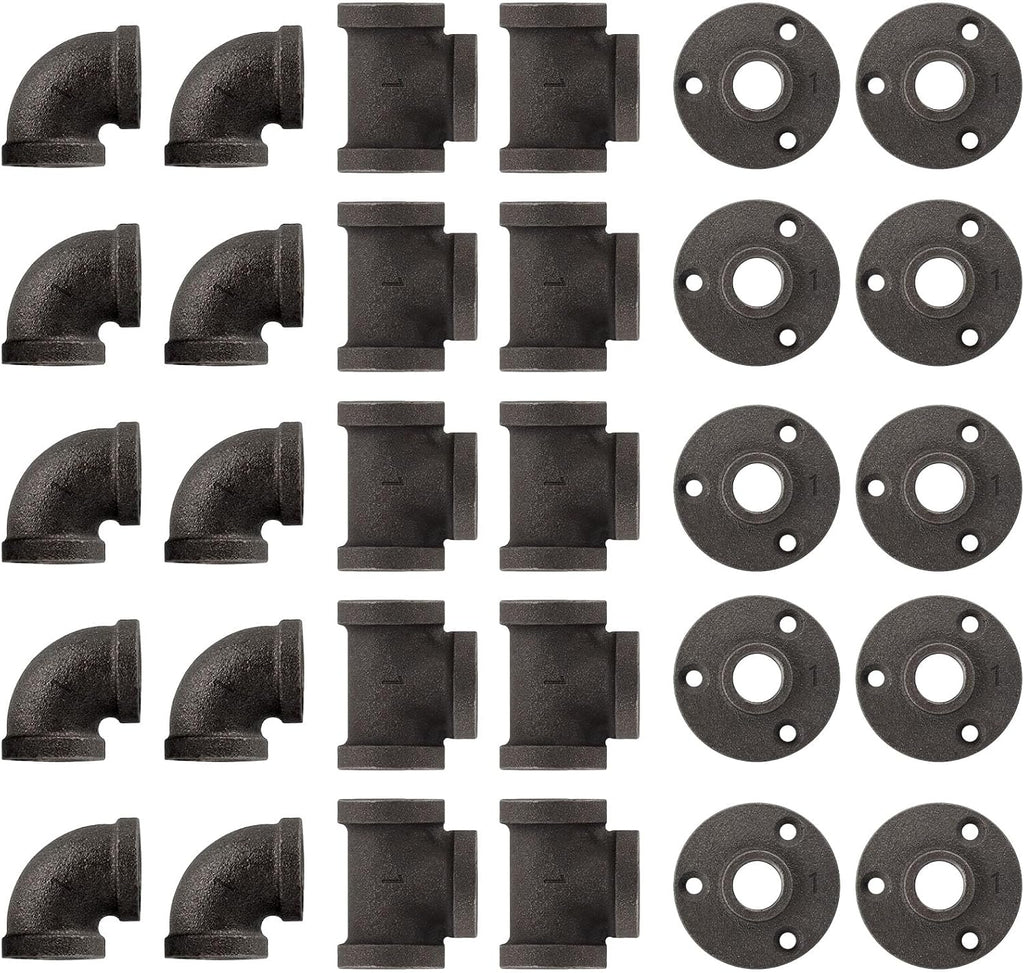 30 Pack 1 Inch Cast Iron Pipe Fittings with Elbows Tees Flanges