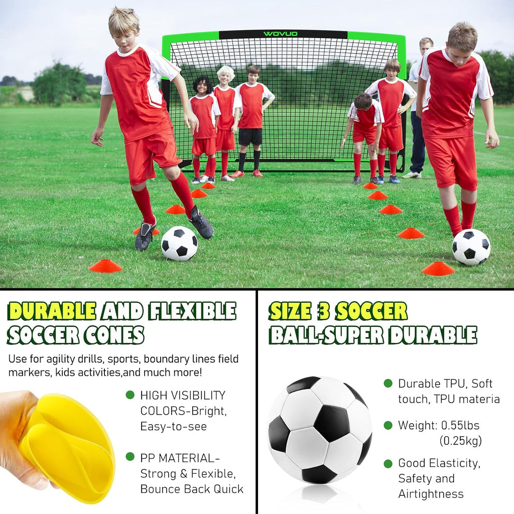 Kids Soccer Goals for Backyard Set of 2, 6x4 ft Portable Toddler Soccer Goal Training Equipment with Soccer Target