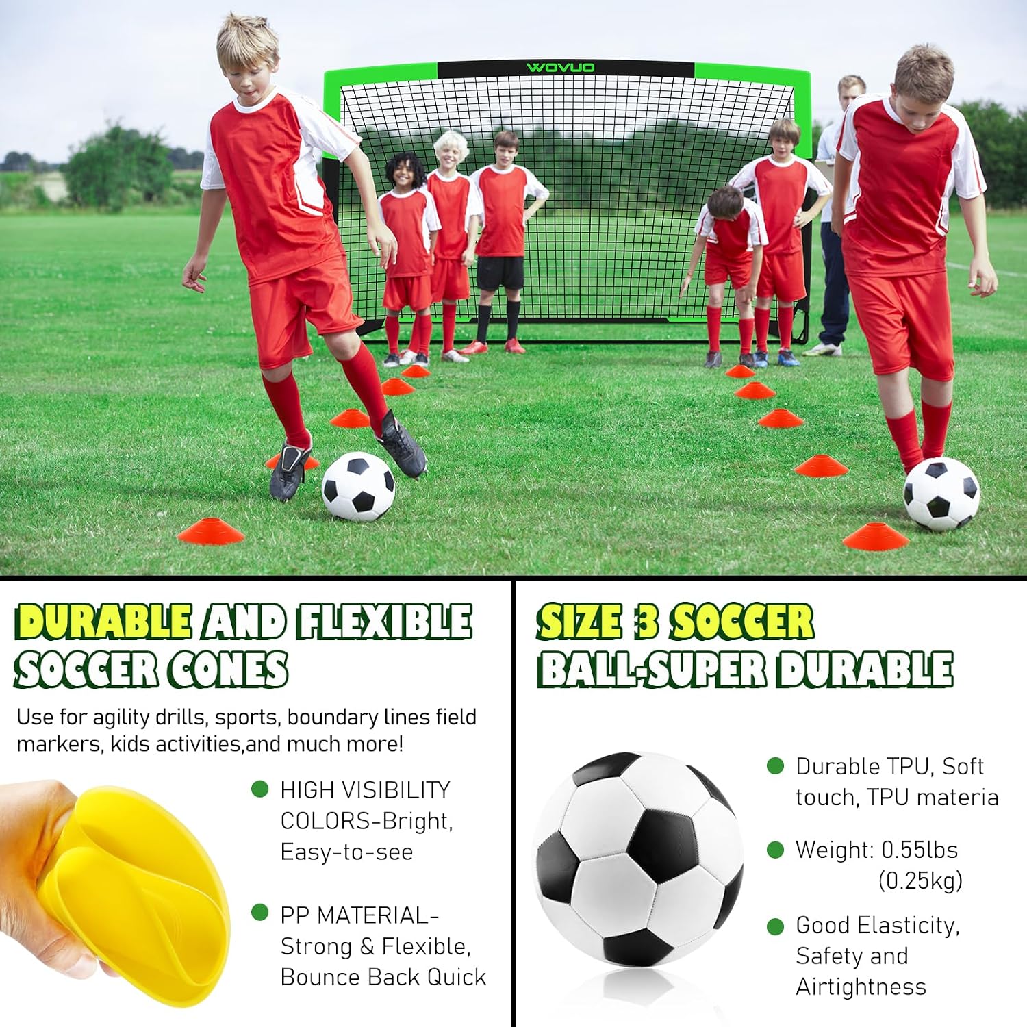 Kids Soccer Goals for Backyard Set of 2, 6x4 ft Portable Toddler Soccer Goal Training Equipment with Soccer Target