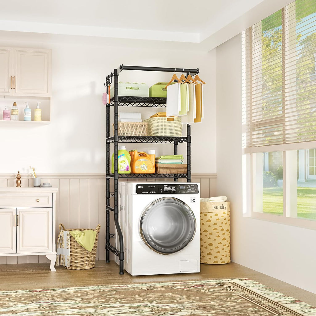 U11 Mini Over Washer and Dryer Shelves, 3 Tiers Laundry Room Storage and Organizer Standing Shelf, Metal Freestanding