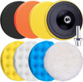 9 Pieces 5 Inch Buffing Pads Kit Foam Buffer Polisher Pads 5 Inch Hook and Loop Polishing Pads Buffer Attachment for