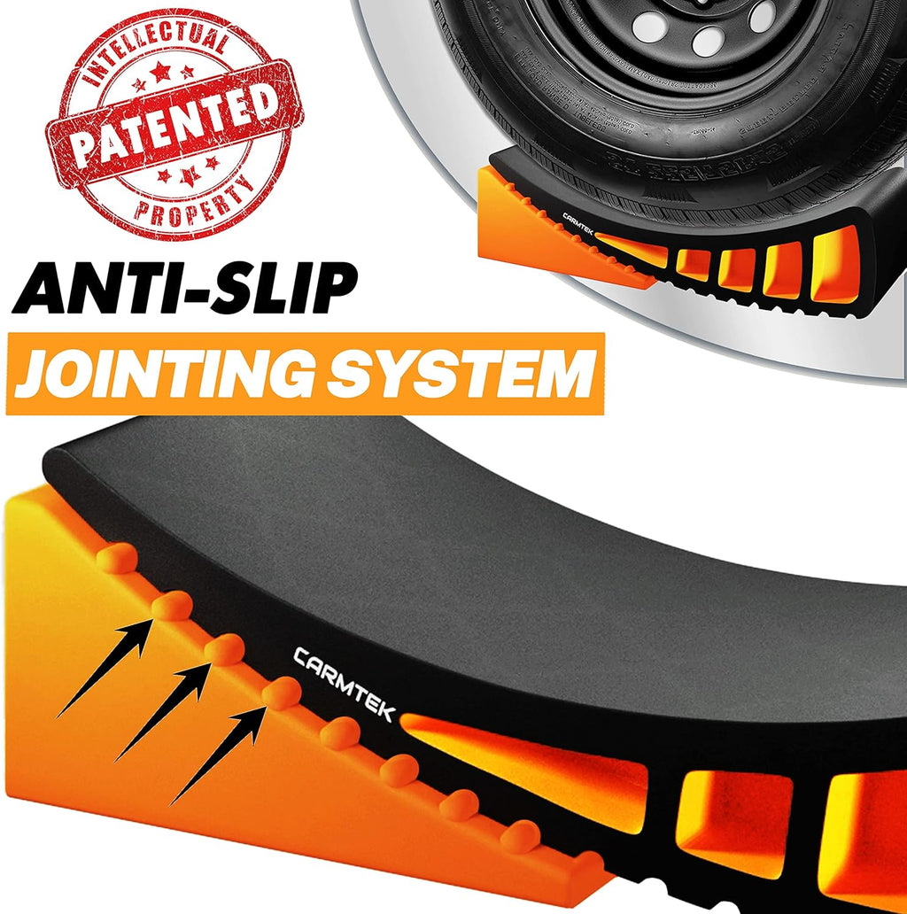 Camper Leveler Premium Kit - Curved RV Levelers with Camper Wheel Chocks, Rubber Mats and Carry Bag | Faster Camper