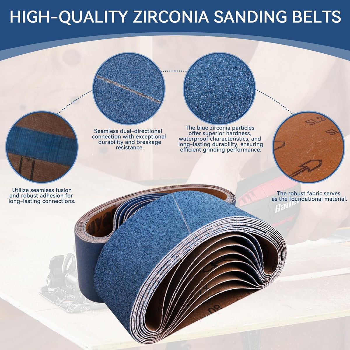 3x21 Inch Sanding Belts 21 Pcs 7 Grits Sizes (3 Each of 40/60/80/120/150/240/400 Grits) Heavy Duty Belt Sander Zirconia Belt Sander Paper for Wood, Metal, Stainless Steel, Cars, and Furniture