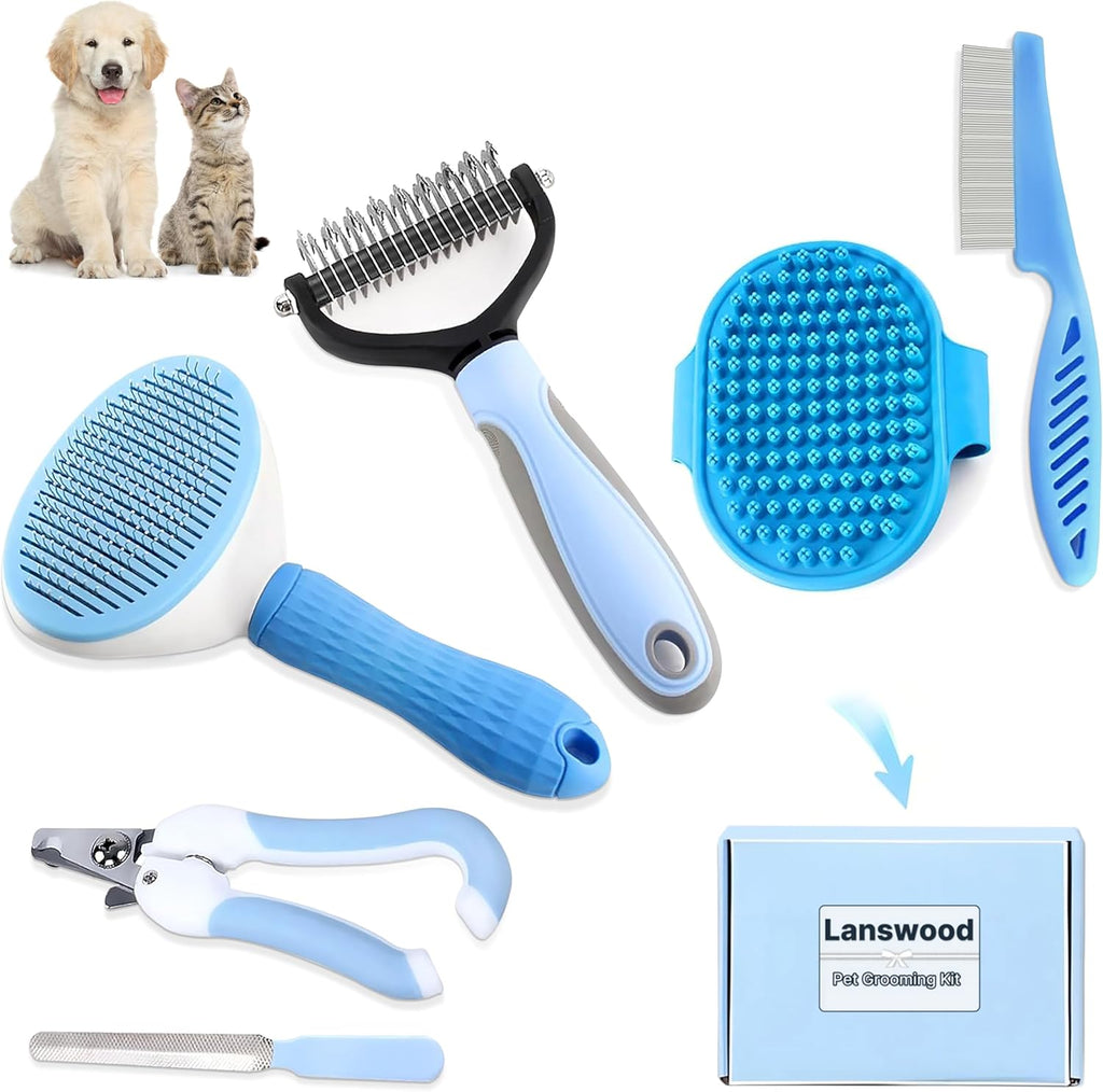 Dog Brush Dog Grooming Kit 6PCS Dog Brush for Shedding-Dog Brushes for Grooming, Dematting Comb for Dogs, Cat Nail