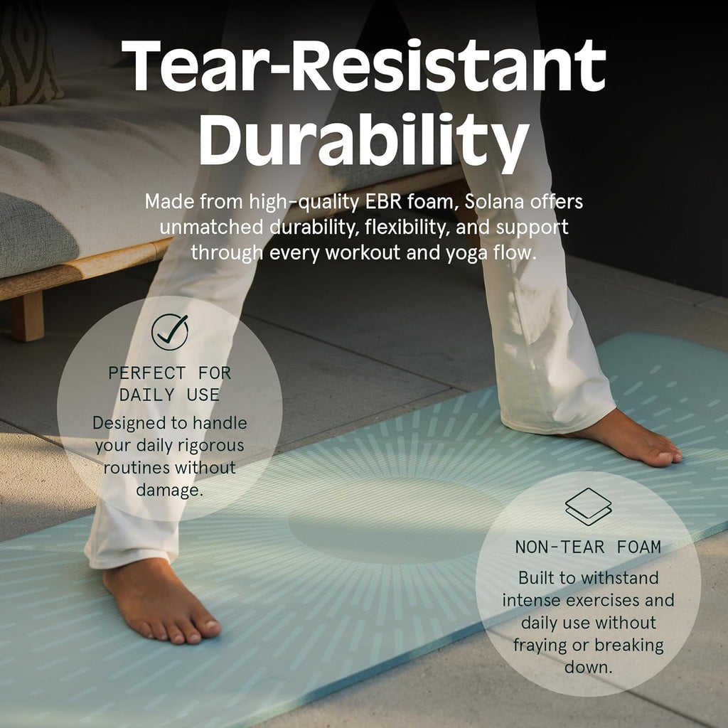 Solana Yoga Mat 1" Thick w/Nylon Strap for Men & Women - Non Slip Exercise Mat for Home Yoga, Pilates, Stretching