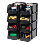 8-Pack, Large Stackable Storage Bins, Black