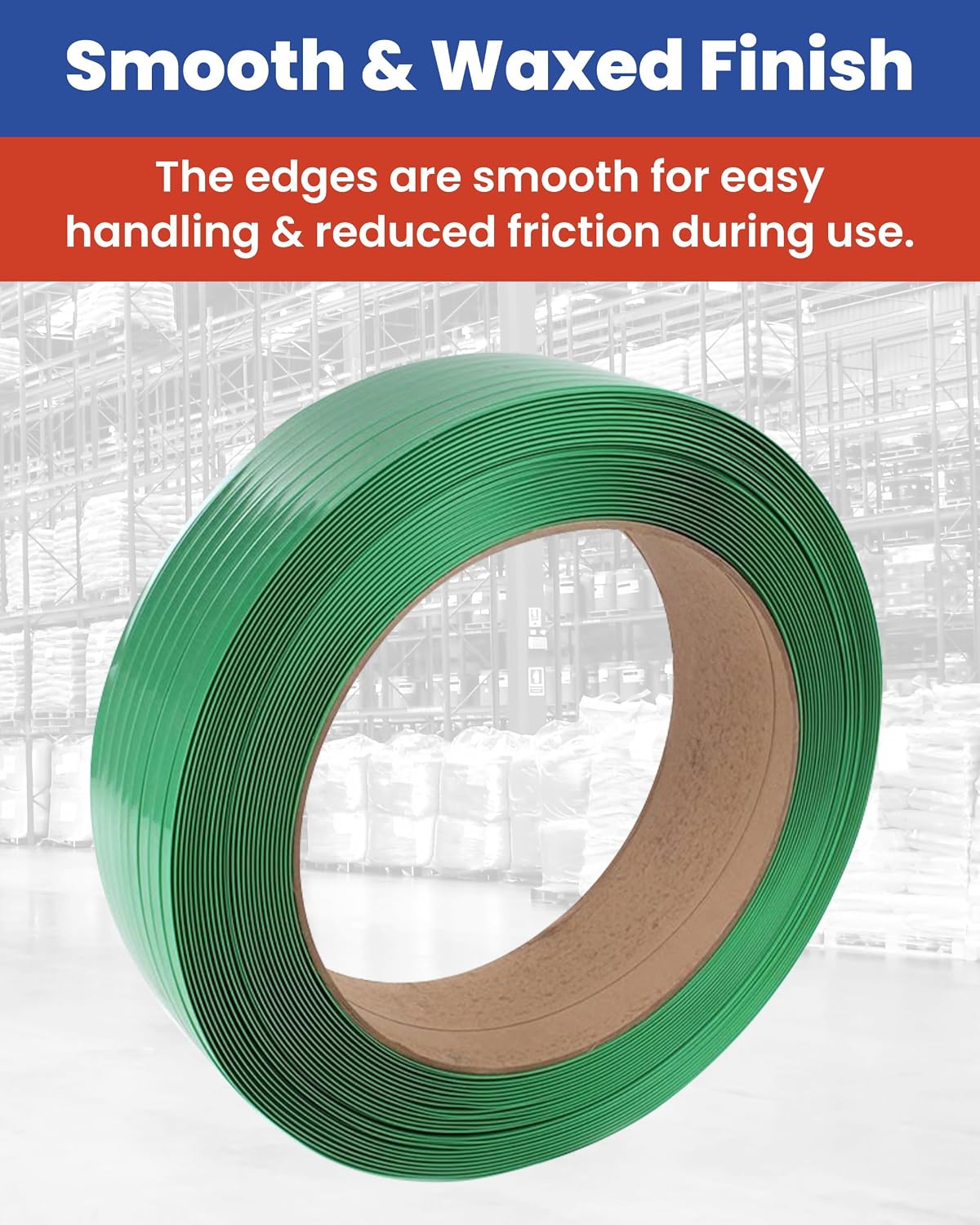 CPP 3/4" x .040" x 3000' Smooth & Waxed Polyester Strapping for Pallet Banding, Heavy Duty Box Straps, Brick and