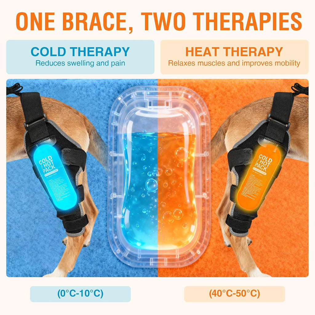 Dog Knee Brace XL, Hind Leg Support with Hot & Cold Gel Pack