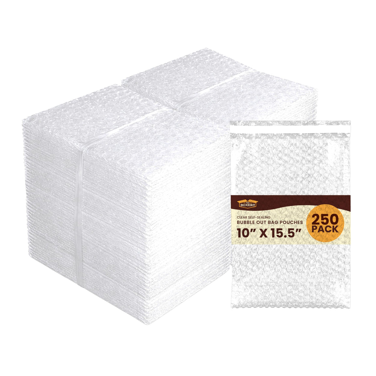 10x15.5" Clear Self-Sealing Bubble Out Bag Pouches, 250 Pack
