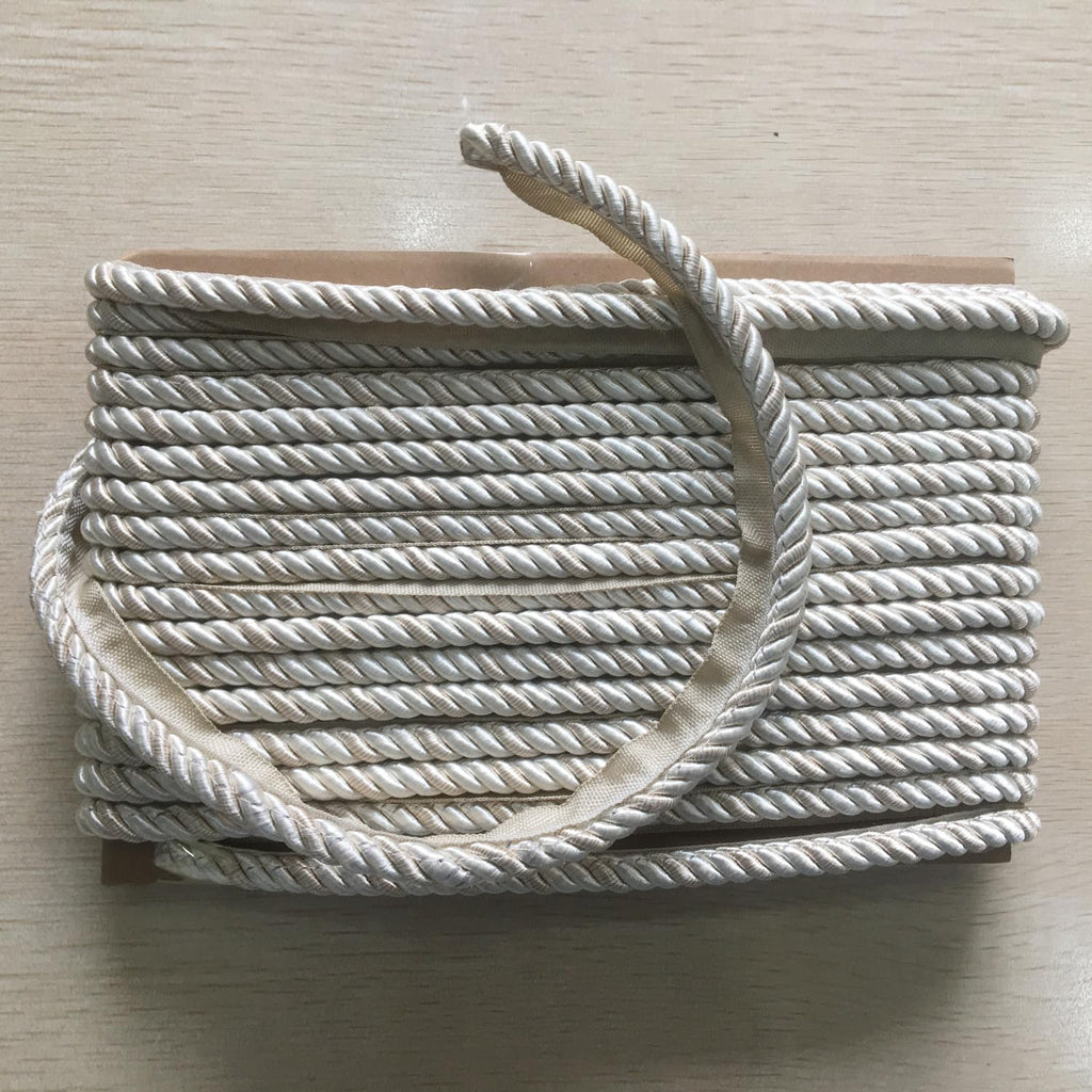 12 Yard 3/8" Nylon Twisted Lip Cord Trim,Mix Beige