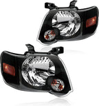Pair Black Headlights Compatible with 2006-2010 Ford Explorer