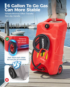 16 Gallon Gas Can, Fuel Tank Container with 10 FT Manual Siphon Pump
