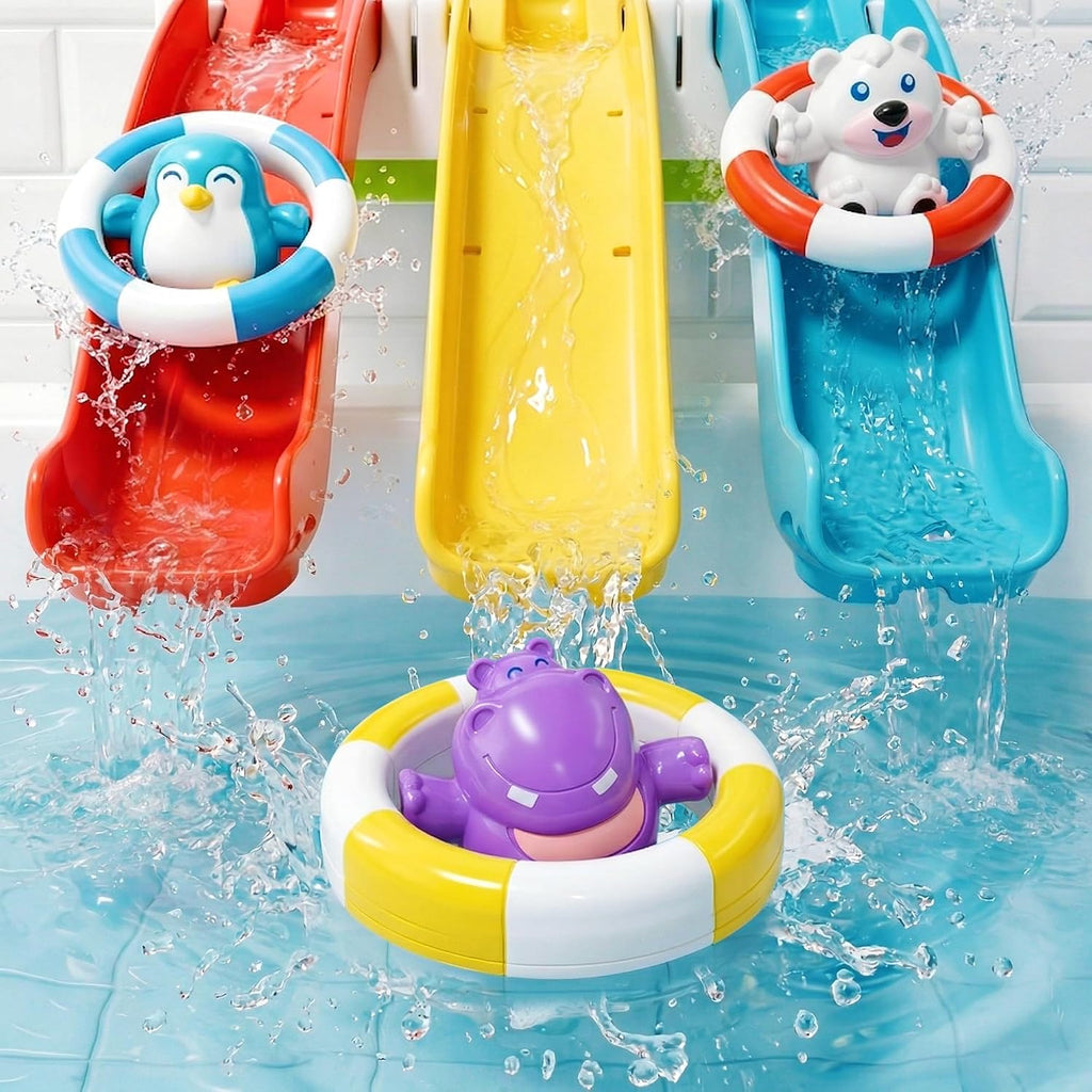 Baby Infant Slide Bath Toys, Bathtub Float Animal Toddler 1-3 | Fun Bathtime Shower Toy, Kid Bathing Tub Pool Water