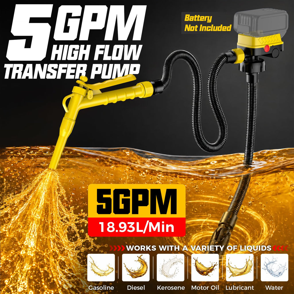5GPM Battery Powered Fuel Transfer Pump with Hand Trigger Nozzle(Bare Tool)