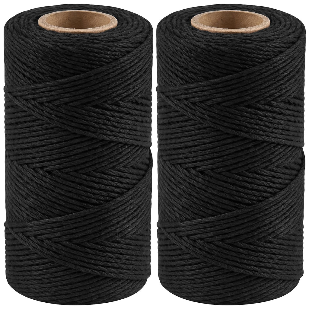2PCS 328Ft 2MM Natural Cotton Twine String, Black