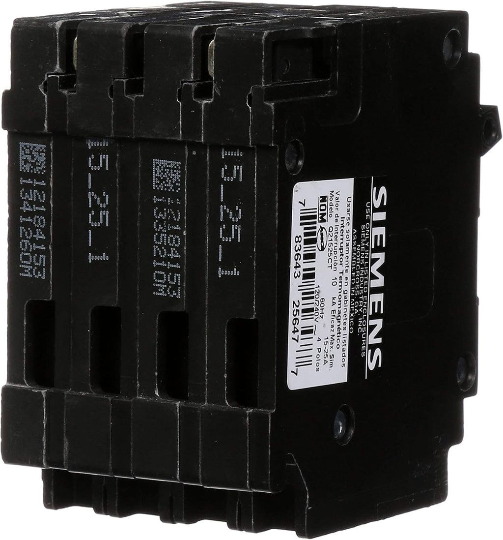 Siemens 25 Amp Double-Pole and (2) 15 Amp Single-Pole Type QT Triplex Circuit Breaker